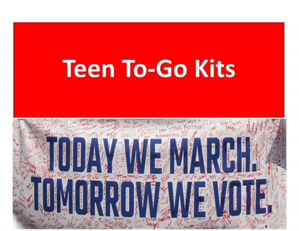 Teen To-Go Kits. Today We March. Tomorrow We Vote. 