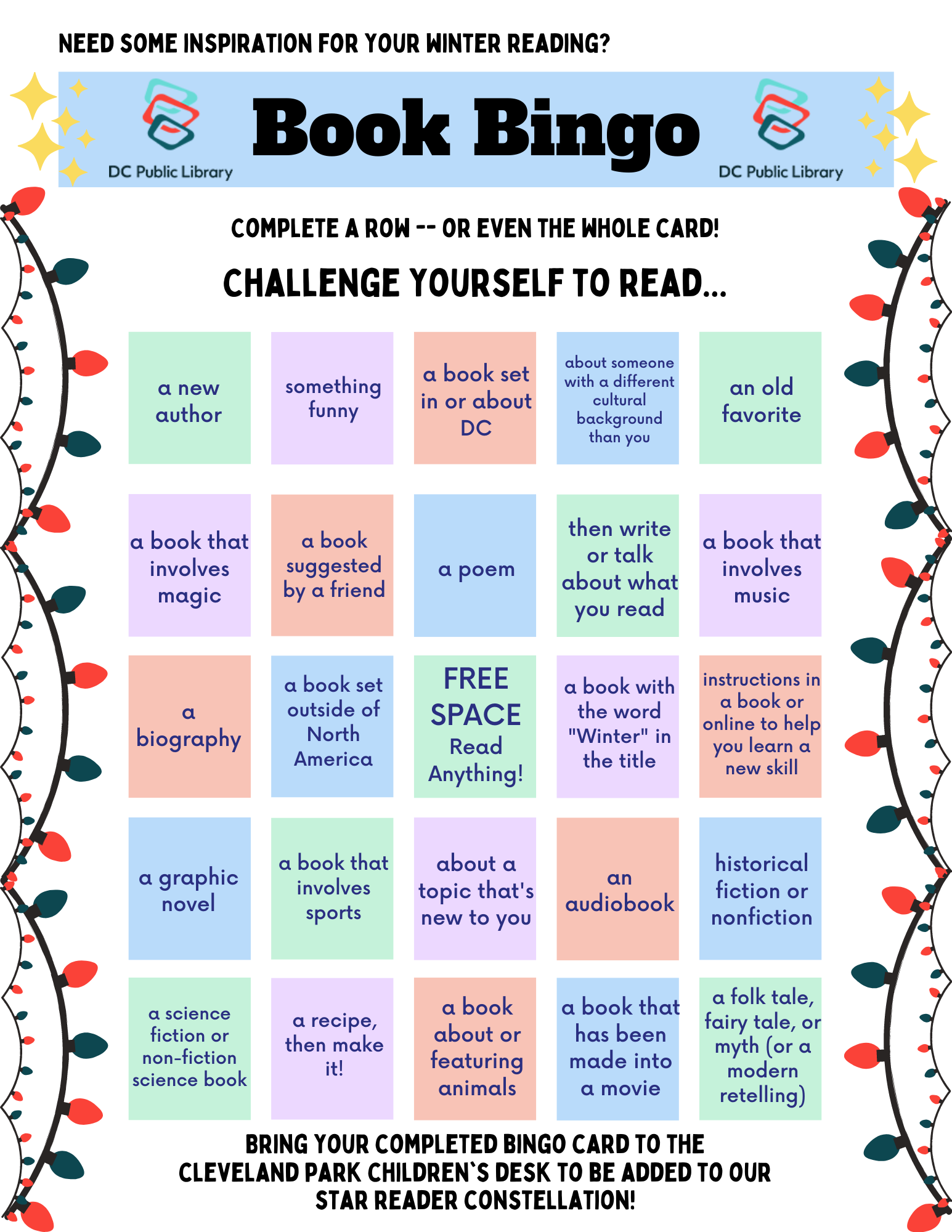 Book Bingo Cleveland Park Book Bingo