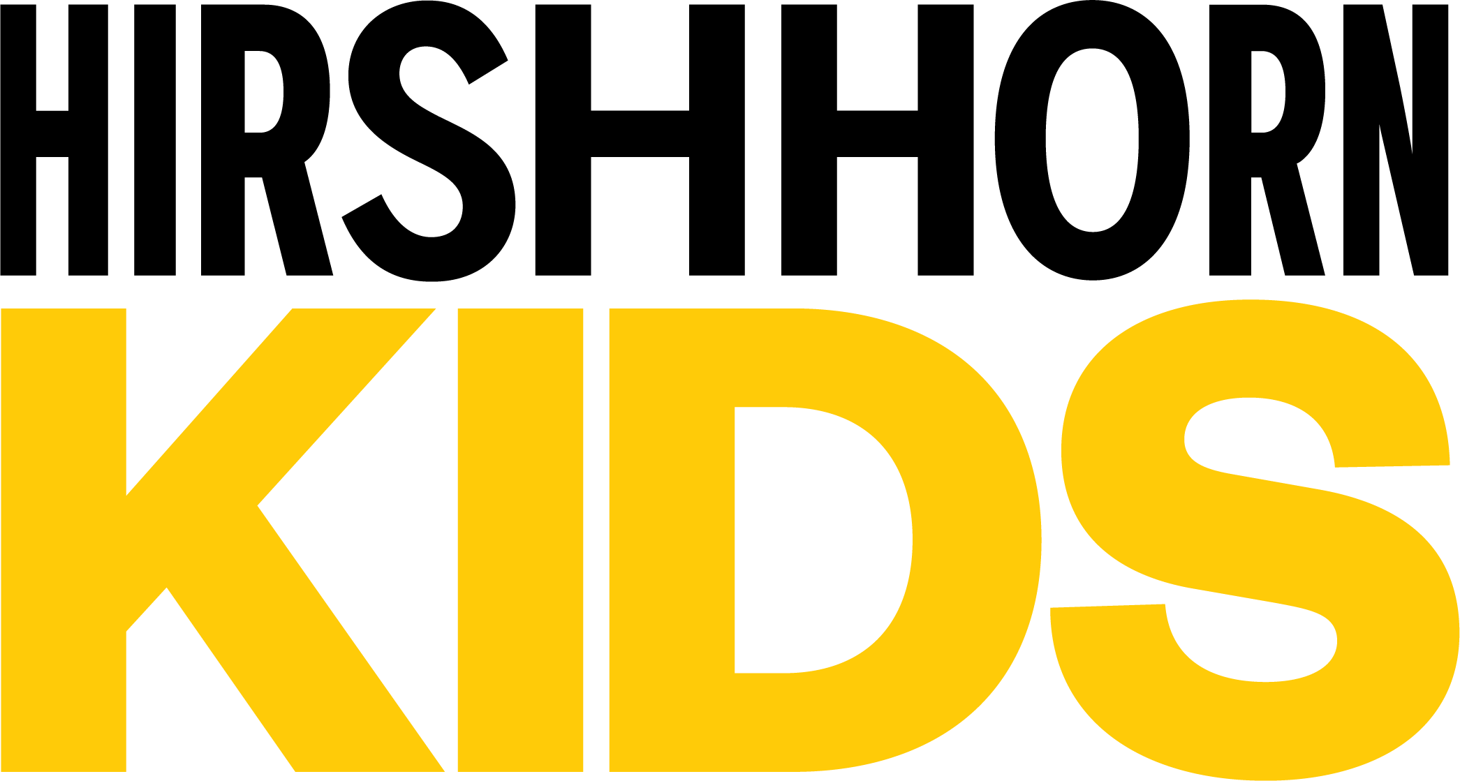 Hirshhorn Kids logo, simple black and yellow block letter text.