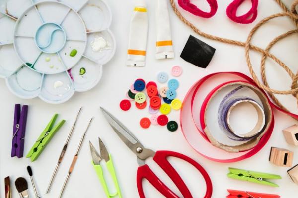 craft supplies laid out on a table