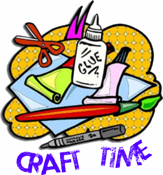 Graphic with various craft material clip art and text: Craft Time