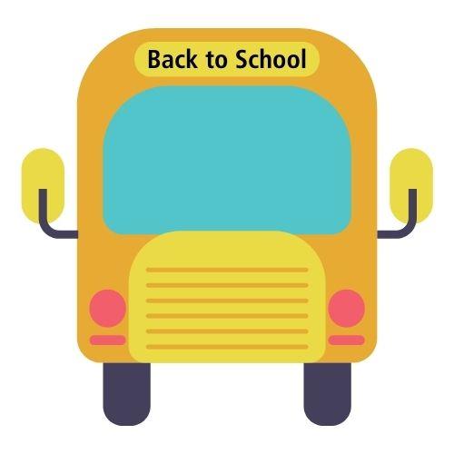 School bus with "back to school" listed as the destination