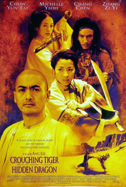 Crouching Tiger Hidden Dragon Movie Poster featuring Chow Yun-Fat, Michelle Yeoh, Chang Chen, Zhang Zi Yi