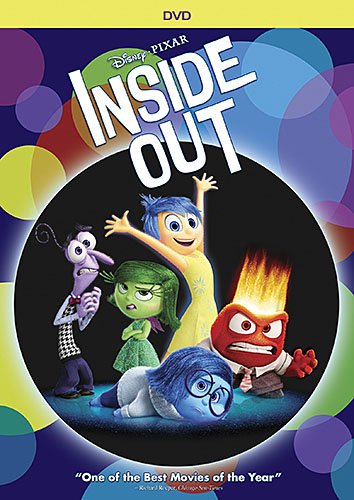 DVD cover of Inside Out with the text "Disney Pixar, Inside Out. One of the Best Movies of the Year."