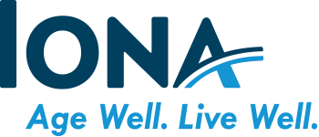 Graphic with text: Iona. Age Well. Live Well. 