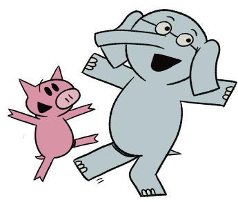 cartoon pig and elephant dancing 