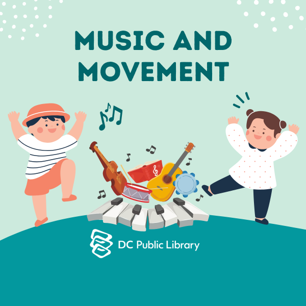 Music and Movement with children dancing and playing instruments