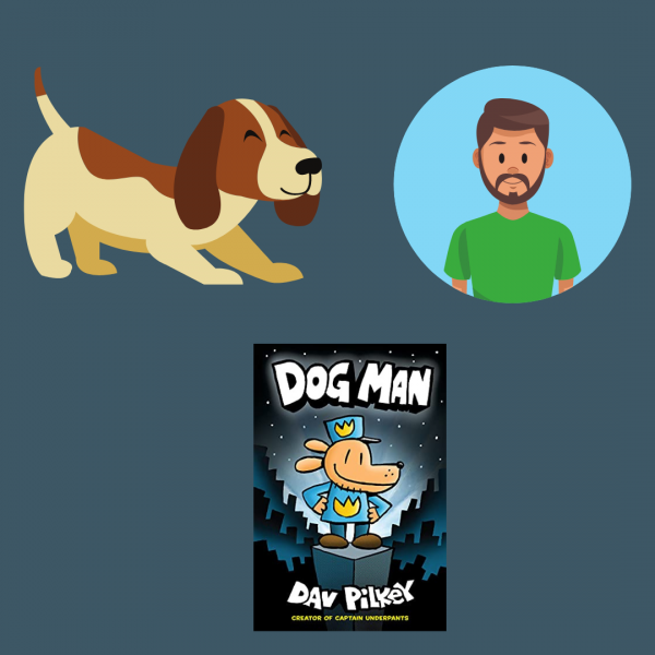 cartoon images of a dog and a man