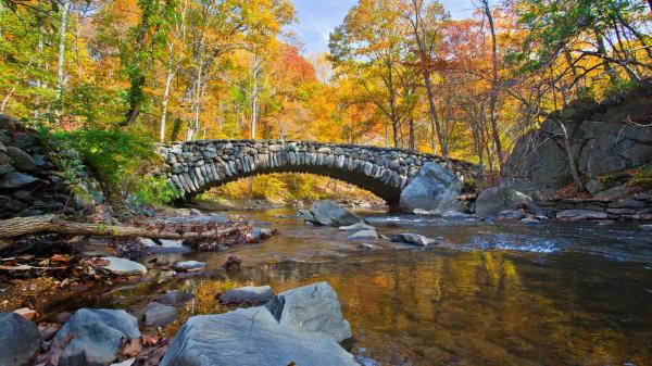 Bridge over Rock Creek with Autumn foilage