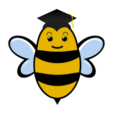 Cartoon bee wearing a graduation cap