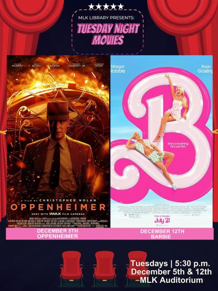 Oppenheimer and Barbie movie posters 