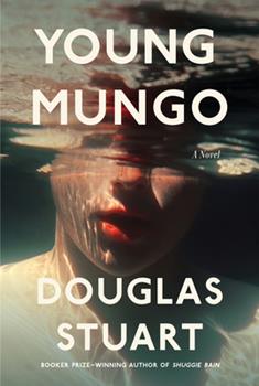 Book cover for Young Mungo, featuring a young boy half submerged in water