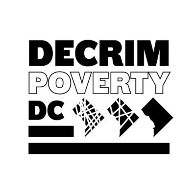 Black and white Decrim Poverty DC logo 