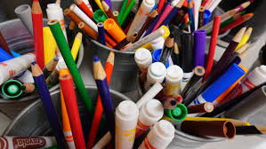 coloring supplies in cans