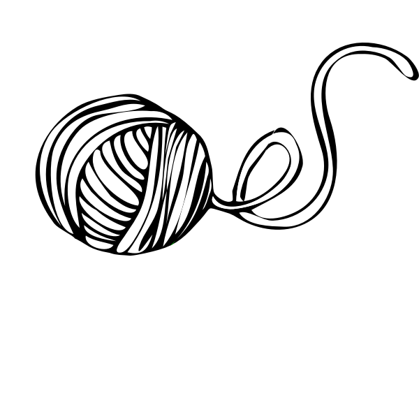 Line drawing of a ball of yarn