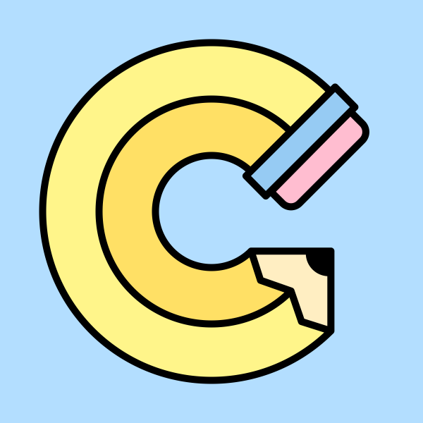 The Creatives Club logo, a pencil bent into a 