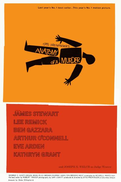 A movie poster for Otter Preminger's Anatomy of a Murder.