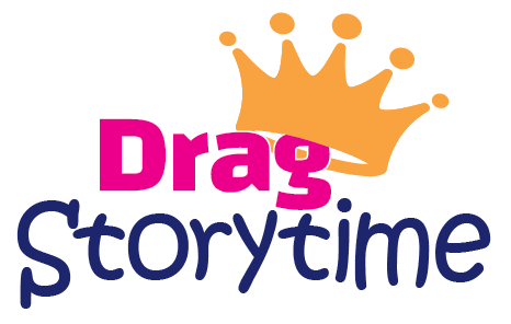 Drag Storytime logo with crown perched on the word drag