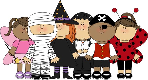 cartoon children dressed up in costumes
