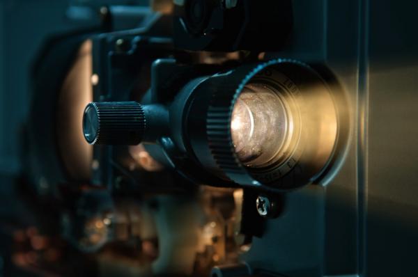 Film projector emitting light