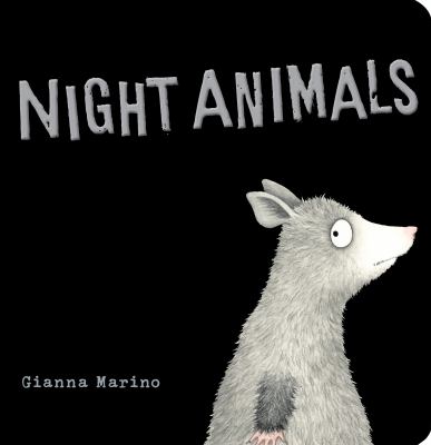 Night Animals cover - grey opossum on black background