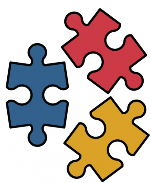 blue, yellow, and red puzzle pieces