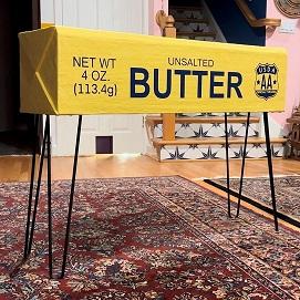 A bench made to look like a stick of unsalted butter, created by Jordan Schneier