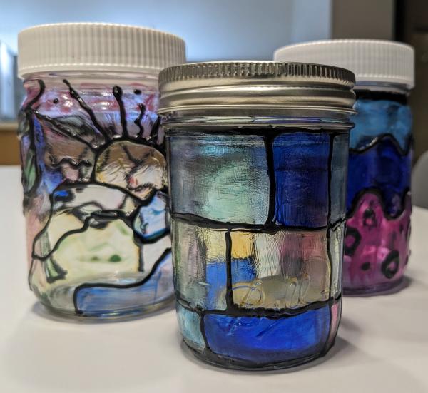 stained glass mason jar candle holders