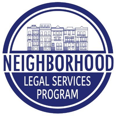 Logo of Neighborhood Legal Services program featuring rowhouse buildings and the organization's name