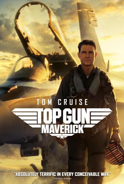 Top Gun Maverick Movie Poster with Tom Cruise in a flight suit walking away from a fighter jet