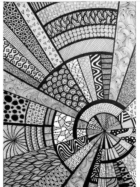black and white patterned art piece
